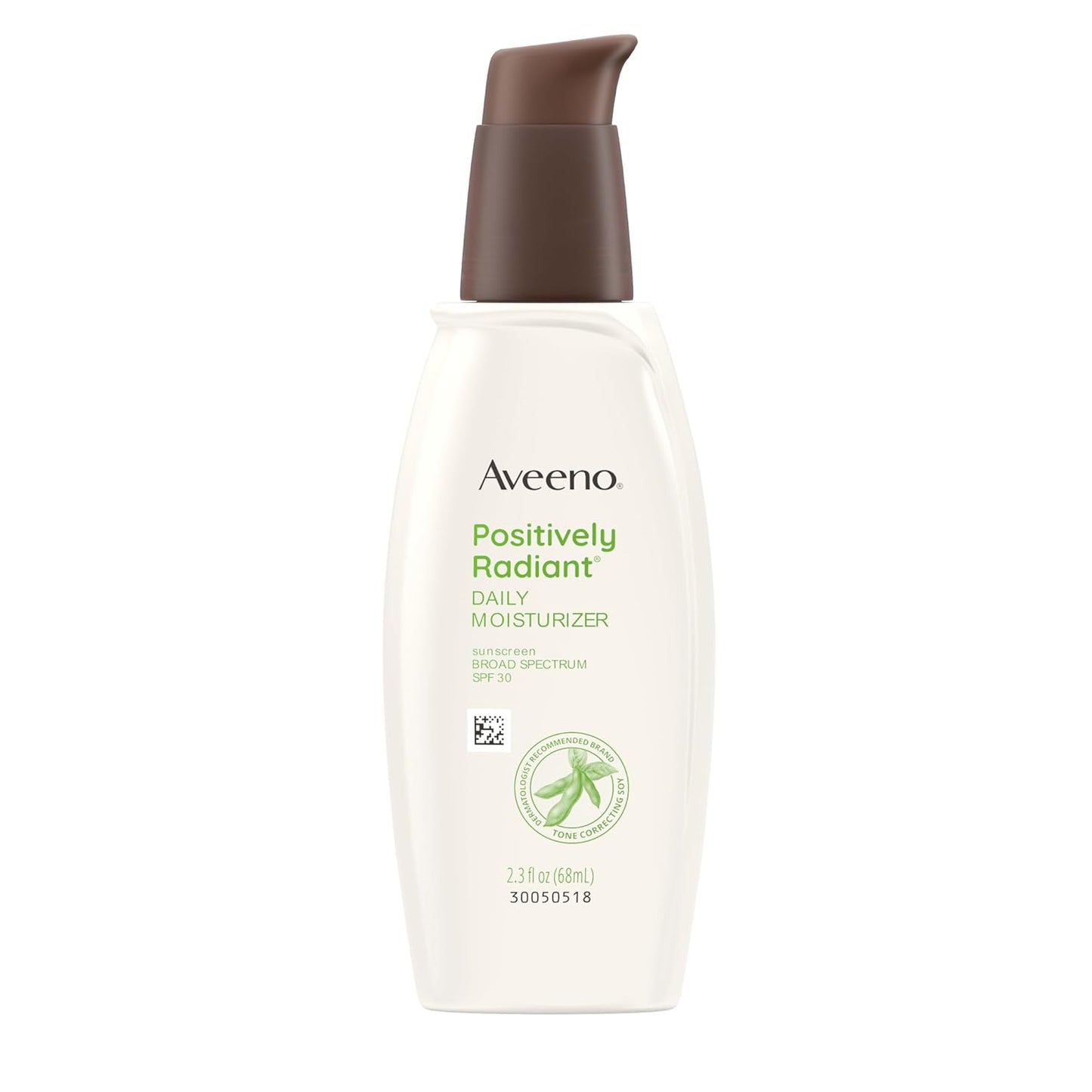 Aveeno Positively Radiant Face Moisturizer - Hydrating SPF 30 Formula with Soy Extract, 2.3 FL OZ