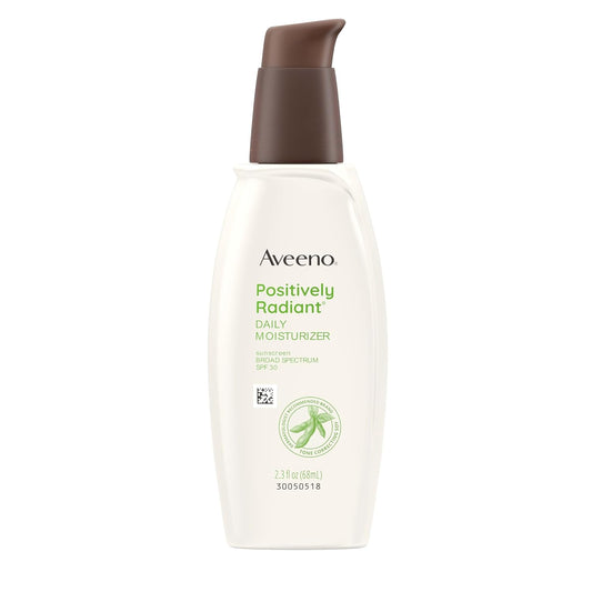 Aveeno Positively Radiant Face Moisturizer - Hydrating SPF 30 Formula with Soy Extract, 2.3 FL OZ