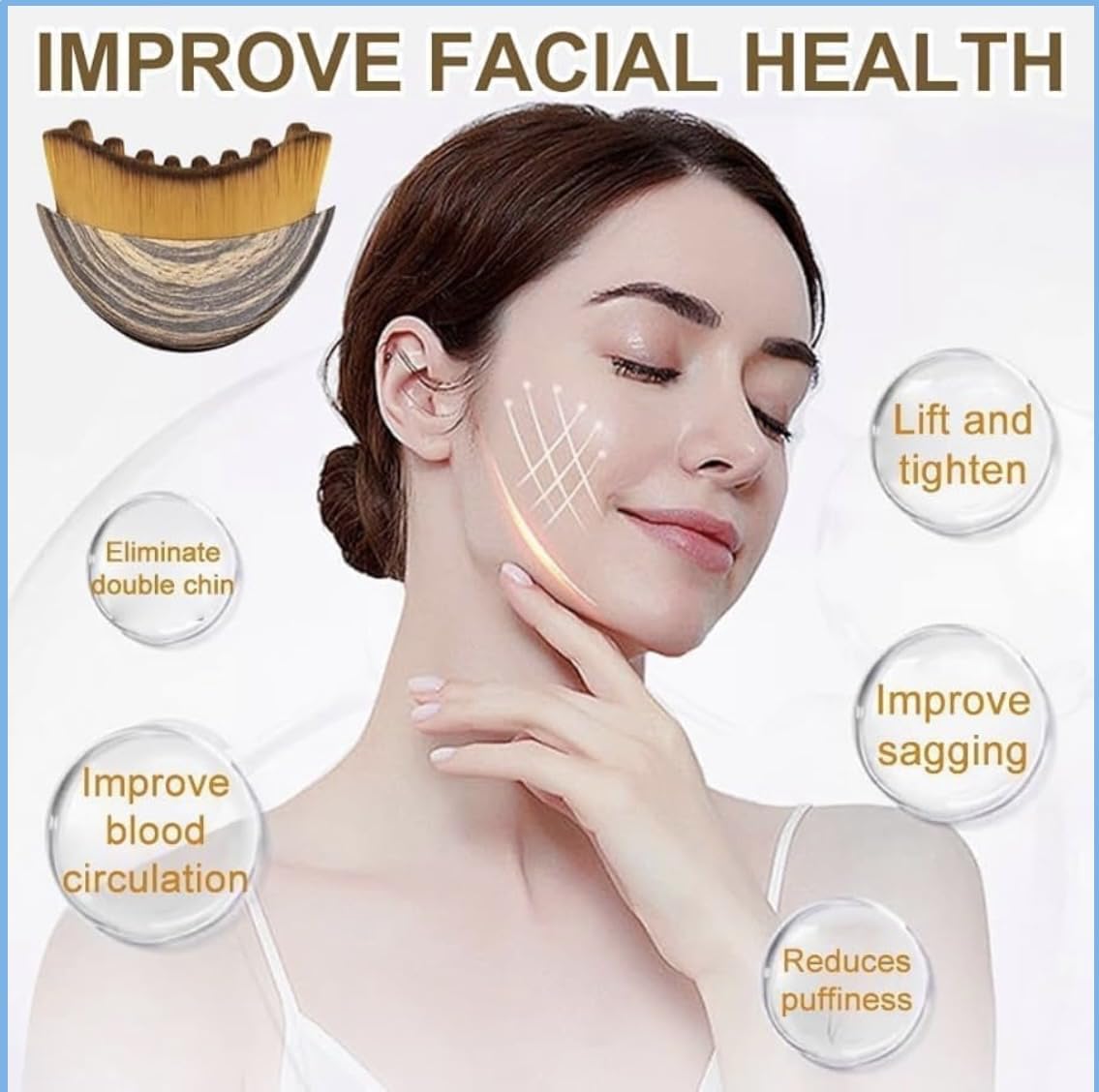 Wutre Lymphatic Drainage Face Brush Set - Natural Soft Bristle for Contouring & Detox | Anti-Puffiness Massager