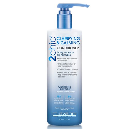 GIOVANNI 2chic Clarifying & Calming Conditioner - Clarifying Hair Conditioner, Helps Remove Residue while Hydrating, Sulfate Free, Detox Conditioner, Color Safe, Wintergreen & Blue Tansy - 24 oz