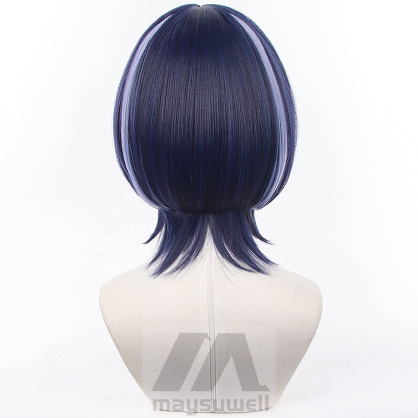 Wanderer Cosplay Wig Genshin Impact Anime Scaramouche Dark Purple Short Hair with Free Wig Cap for Comic Con, Cosplay show, Halloween