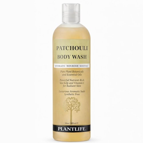 Plantlife Patchouli Body Wash - Gentle, Moisturizing Formula with Natural Ingredients - 14 oz, GMO & Gluten Free