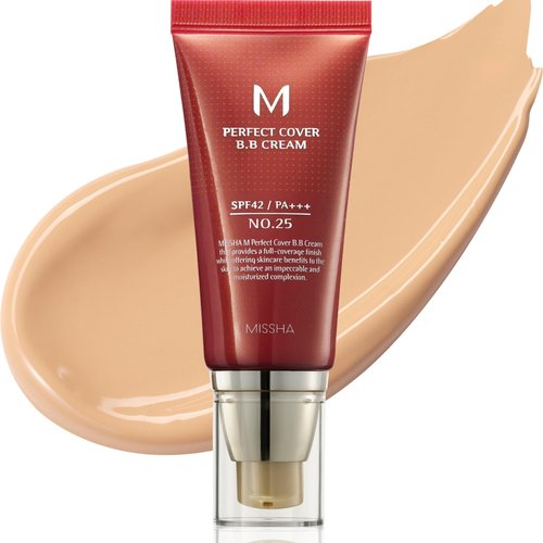 MISSHA M Perfect Cover BB Cream No.25 - Warm Beige Tinted Moisturizer with SPF 42 | 1.69 Fl Oz