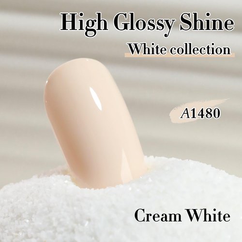 Double Rhythm 15ML Gel Polish Pure Sheer Same Color Same Bottle Soak Off Gel Polish Art Manicure Salon DIY at Home for Women (Cream White-A1480)