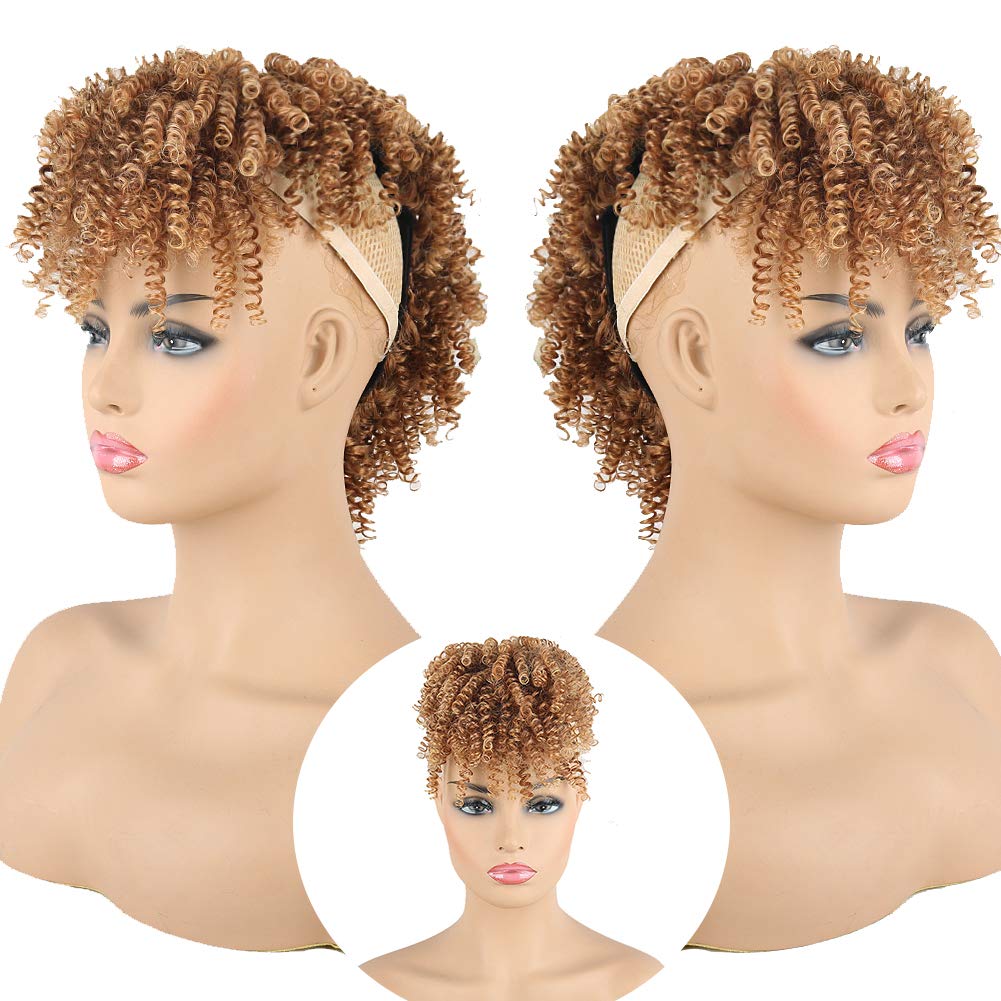 KRSI Synthetic Fauxhawk Hair Bun Ponytail with Bangs, 4/630#