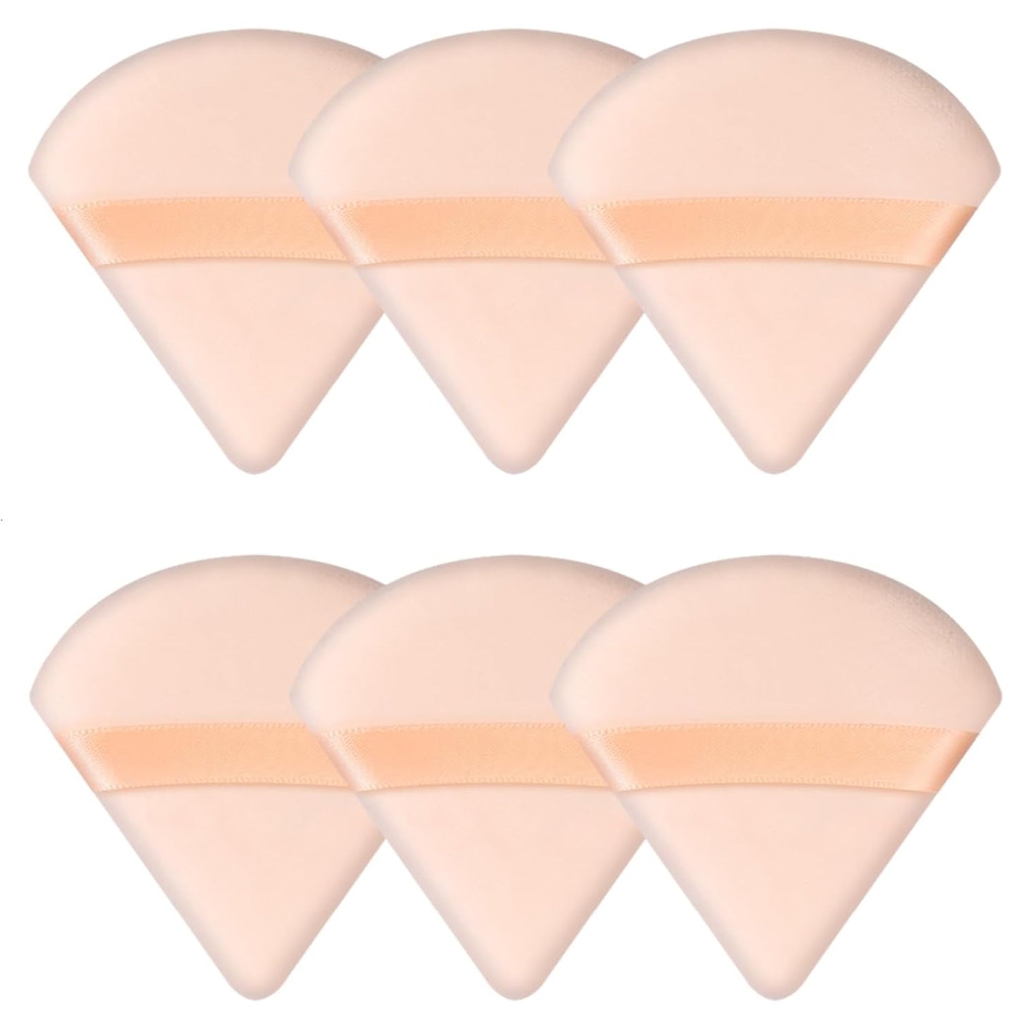 Skiennix Triangle Powder Puff Set - 6 Soft Makeup Sponges for Flawless Foundation Application | Flesh Color
