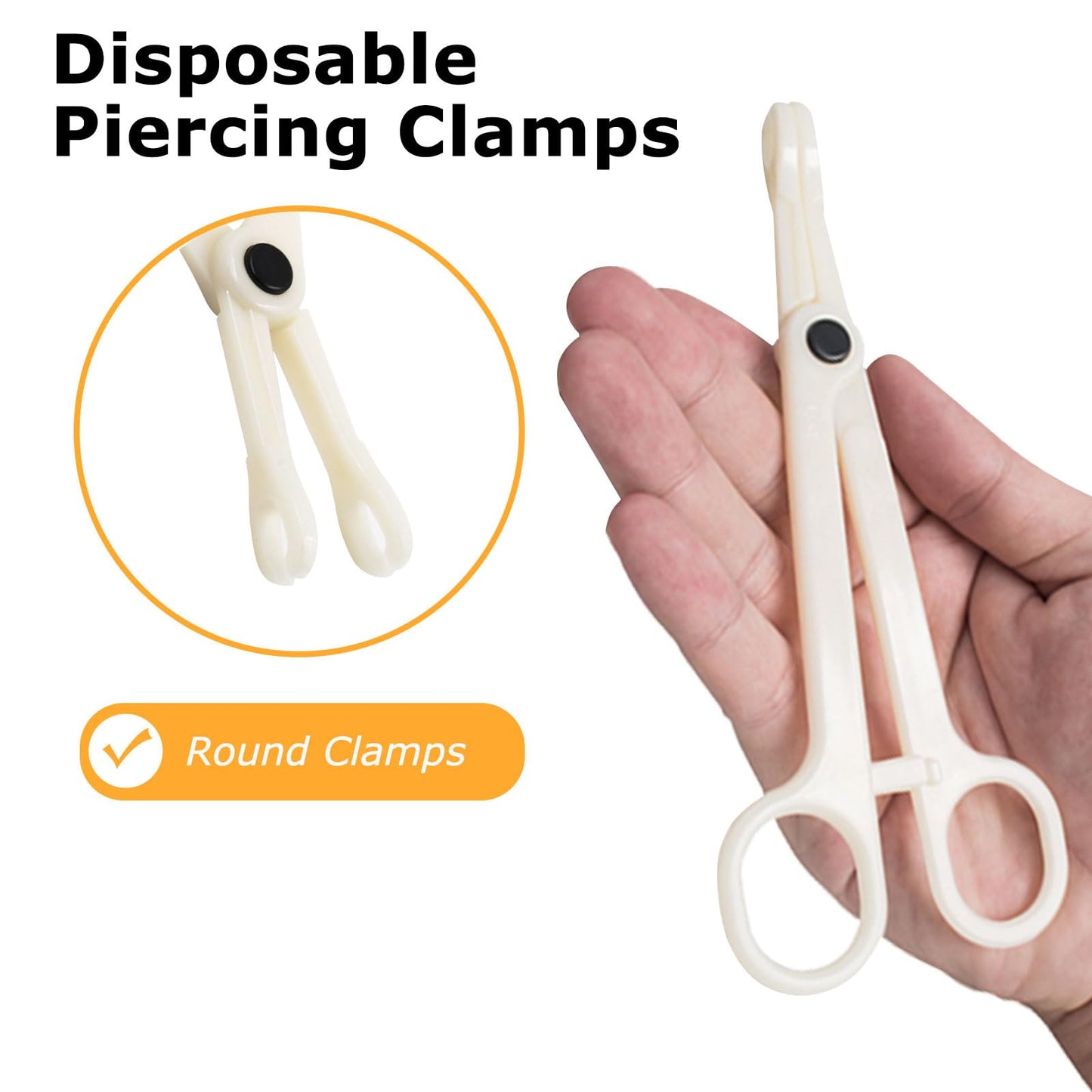 Disposable Piercing Clamps - Tonbao 25Pcs Piercing Forceps Round Septum Clamps Disposable Plastic Forceps for Ear Nose Nipple Tongue Lip Eyebrow Belly Button Piercing Kit Body Piercing Tools