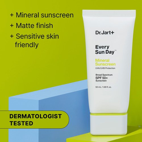Dr.Jart+ Mineral Sunscreen SPF 50+ - Zinc Oxide Face Protection | Travel Size 1.69 Fl Oz
