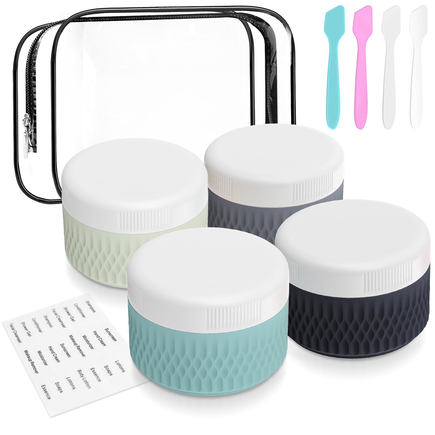 Travel Containers for Toiletries, Silicone Cream Jars BPA Free, TSA Approved 3oz Travel Size Containers, Leak-proof Travel Essentials with Lid for Cosmetic Face Hand Body Glitters