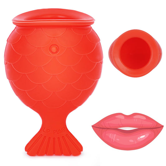 lip pump lip plumper lip enhancer，Soft Silicone Fish Shape Lips Enhancer,Fuller Thicker Mouth Fastly Lip Pumps Bigger Device for Women Female (RED)