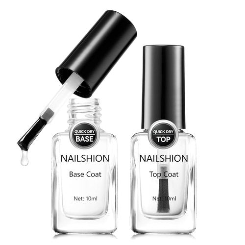 Regine Switzerland Nail Polish Set - Clear Base & Top Coat | Vegan, Quick Dry, Chip Resistant, 2 Pcs
