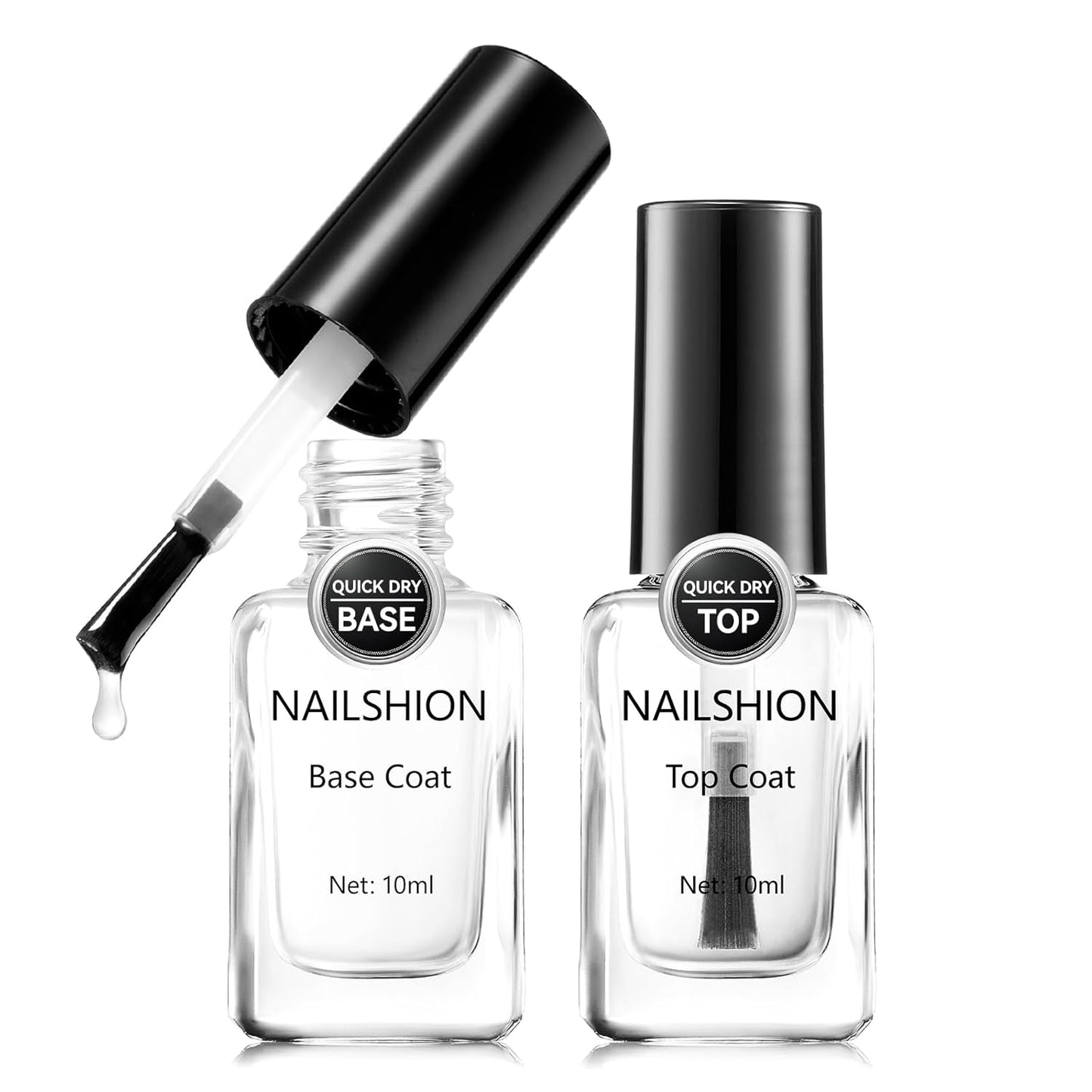 Skiennix Nail Polish Set - Clear Base & Top Coat for Strong, Long-Lasting Nails | Vegan, Quick Dry, 2 Pcs
