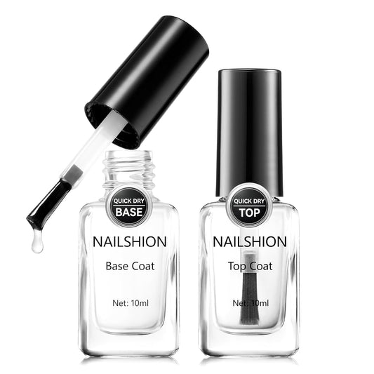 Skiennix Nail Polish Set - Clear Base & Top Coat for Strong, Long-Lasting Nails | Vegan, Quick Dry, 2 Pcs