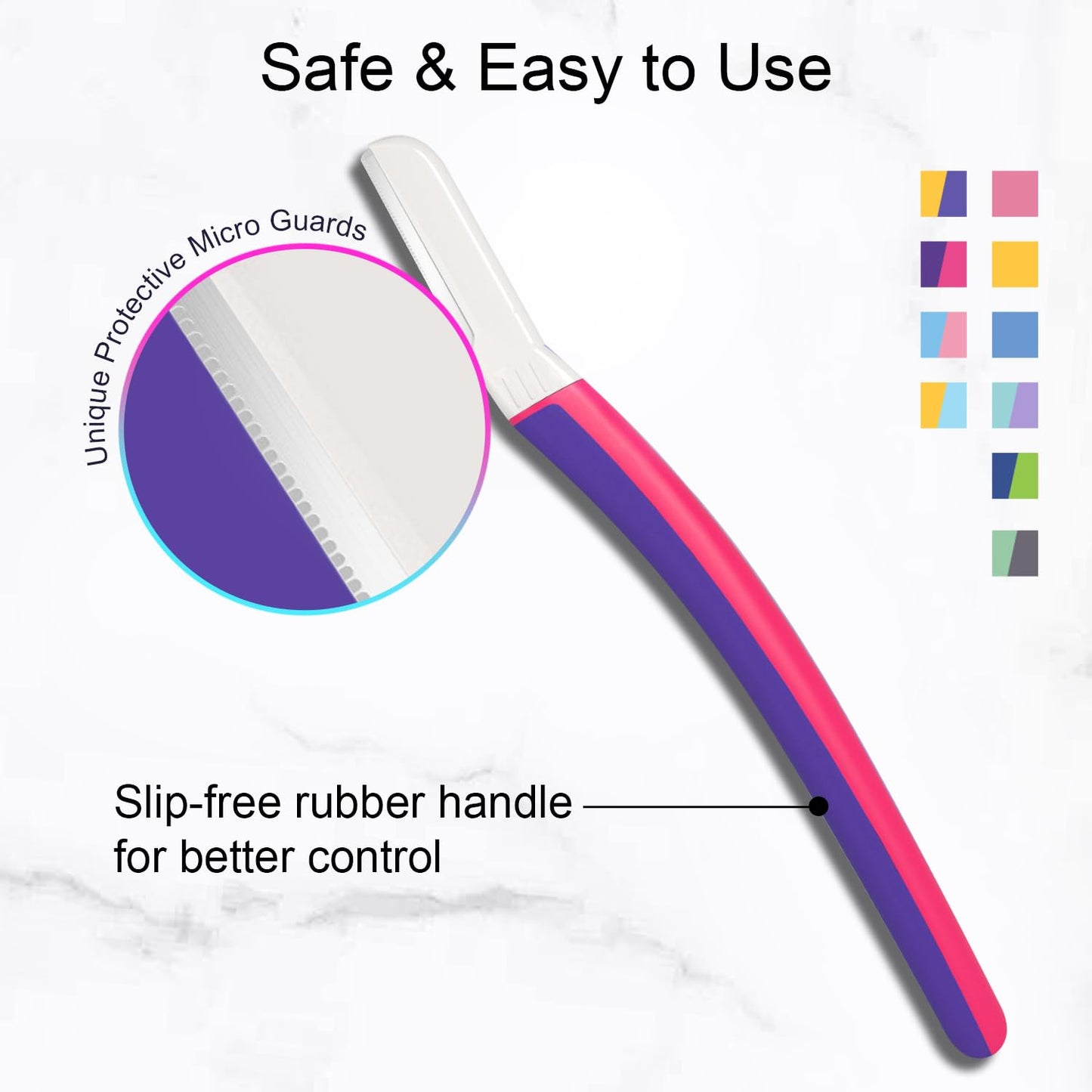 Skiennix Dermaplane Razor - Gentle Exfoliation & Facial Hair Removal | 12 Pcs, Fuchsia