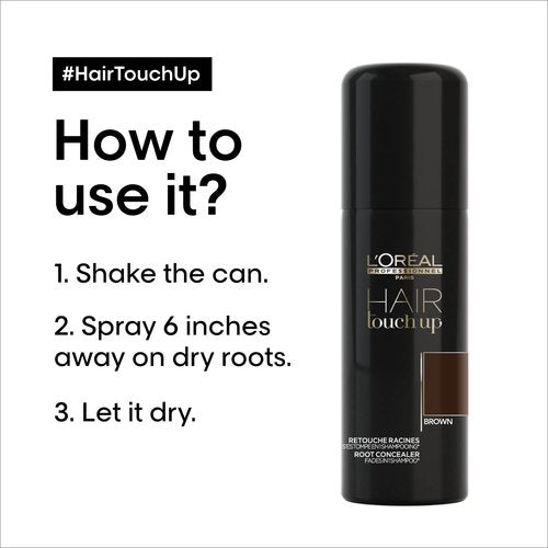 L'Oréal Professionnel Hair Touch Up - Root Concealer Spray for Grey Hair - Non-Transfer, Smudge-Proof Formula