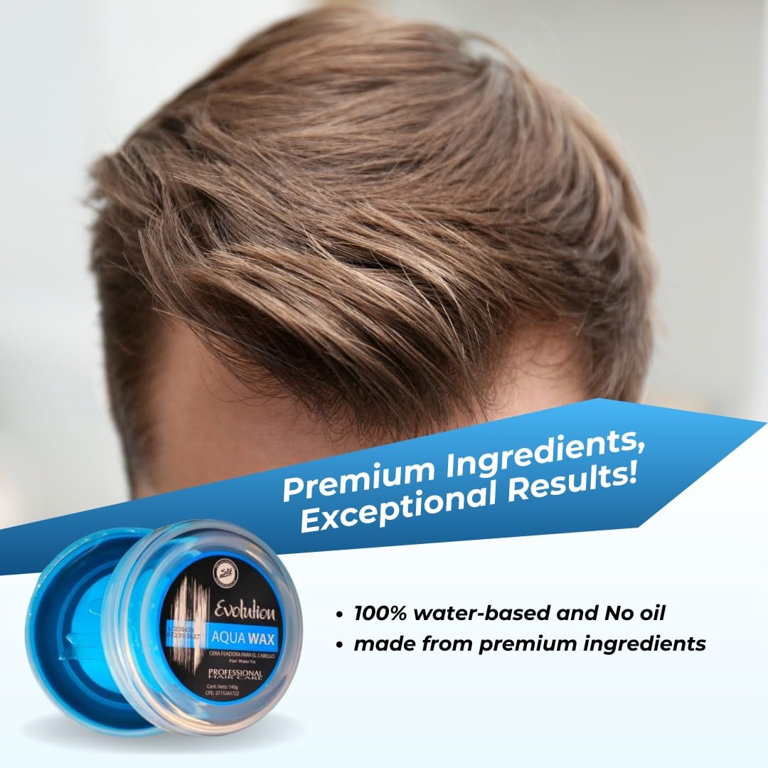 SLIK Aqua Wax Hair Styling Wax - Strong Hold & Frizz Control, Easy Wash Out | Unisex (140g / 4.9oz)