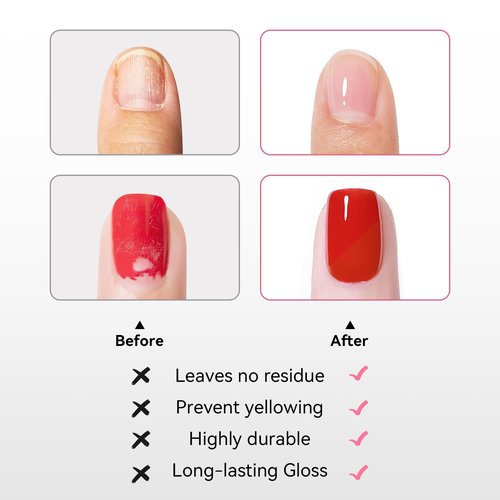 Nailshion Base Coat and Top Coat, Clear Regular Nail Polish, Rich in VE Calcium Quick Air Dry Nail Strengthening Non Gel, 2Pcs Vegan Base Chip Resistant High Shine Long-lasting Nail Art Gift Set