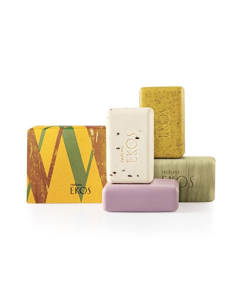 Natura Exfoliating Bar Soap Set - Natural Amazonian Body Soap with Brazil Nut & Açaí - Vegan 4 Pack (3.5 oz Each)