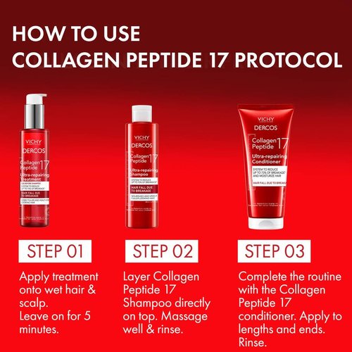 Dercos Collagen Peptide 17 Ultra-Repairing Treatment - 150ml Anti-Hair Fall Bond Repair Formula