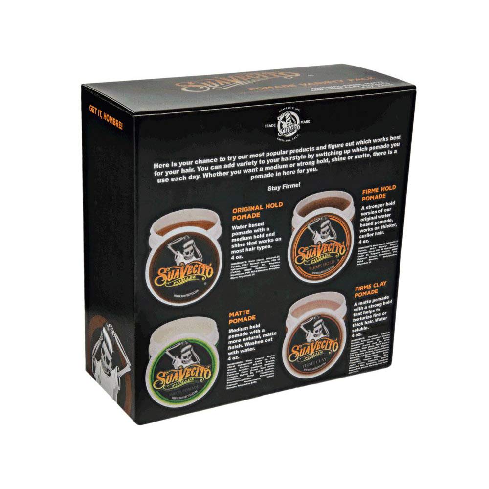 Suavecito Pomade Variety Pack - All-Day Hold for Any Hair Style | Includes OG, Firme, Matte & Clay
