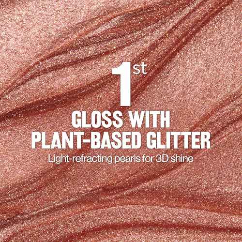 REVLON Super Lustrous Glimmer Gloss, Non-Sticky Lip Gloss, High-Shine Finish, Plant-Based Glitter, 003 Lavender Lust, 0.13 fl oz