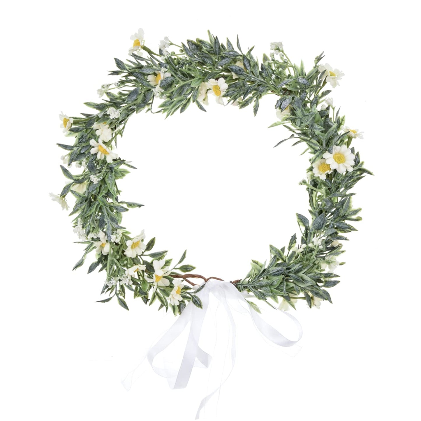 Lucky Summer Floral Headpiece Bridal Flower Headband Boho Floral Crown Photo Prop (Leaf Daisy)