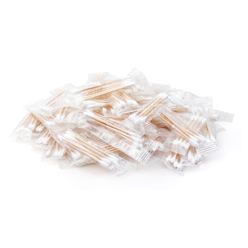 200 Pack Cotton Swabs, Individually Wrapped Cotton Swab, Individually Wrapped Double Tipped Wooden Sticks for Ear, Make-up(4pcs per Bag, 200 Bags, Double Round End)