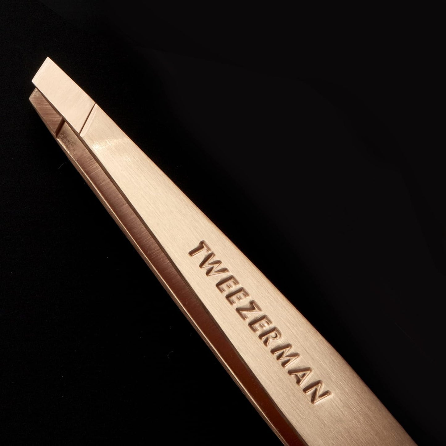 Tweezerman Stainless Steel Slant Tweezer - Eyebrow Tweezers for Women and Men (Rose Gold)