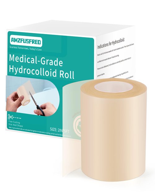 New Hydrocolloid Roll,2in*5ft Hydrocolloid Bandages for Wound Care,Medical-Grade Hydrocolloid Patch Bandages with Self-Adhesive, Flexible & Waterproof DIY Size & Shape (5FT)