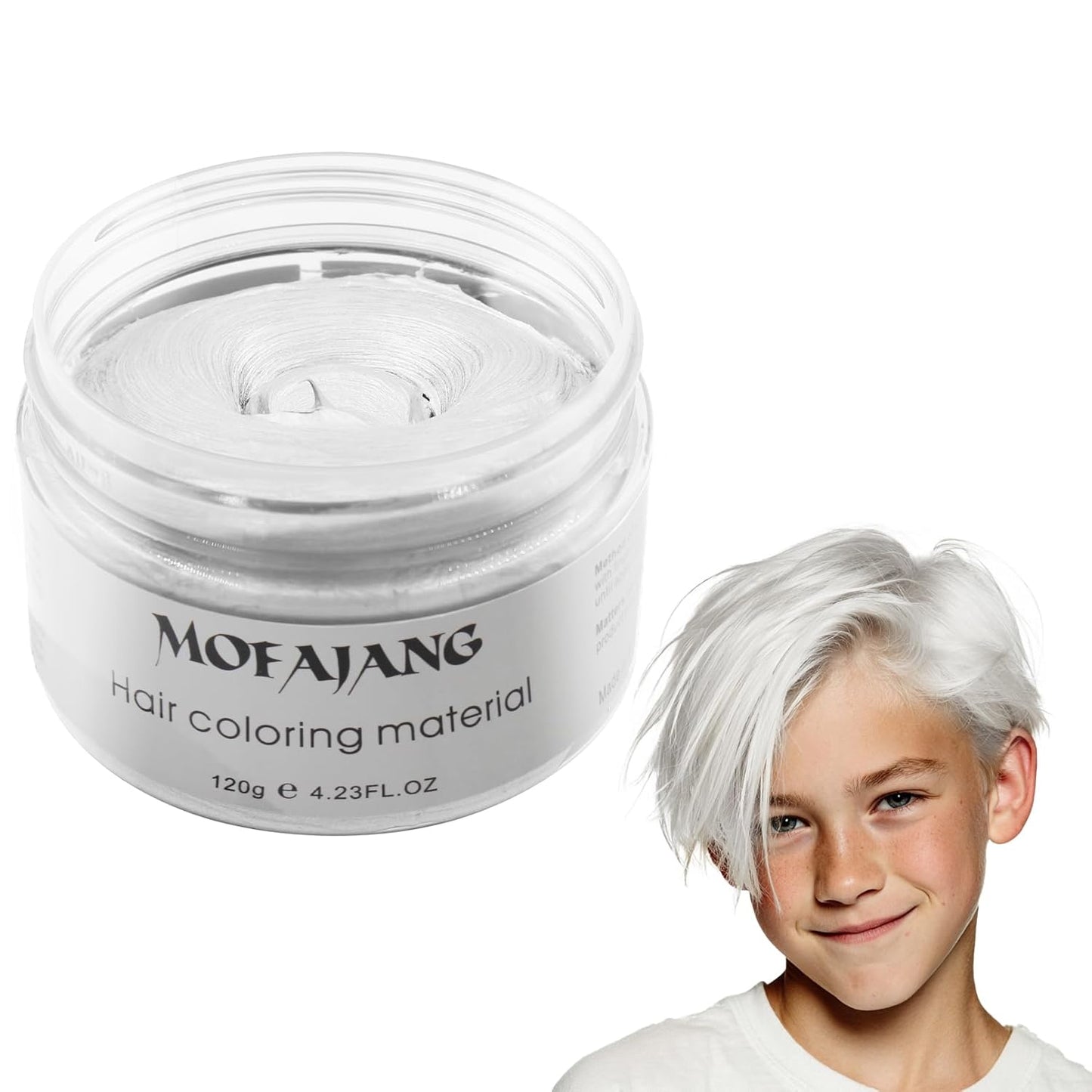 White Hair Color Wax by [Brand Name] - 4.23 oz Natural Styling Pomade for Cosplay & Parties