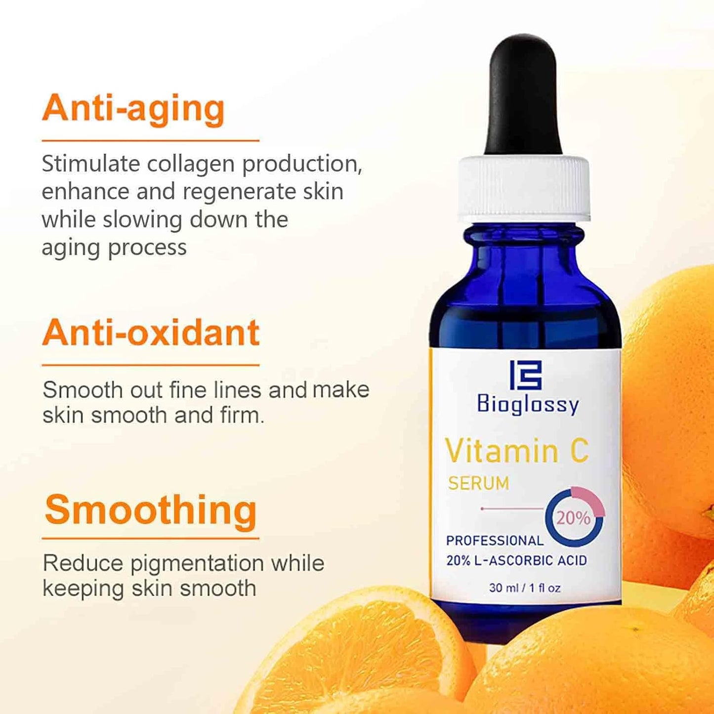 Skiennix Vitamin C Serum 20% - Professional Anti-Aging Face Serum for Radiant Skin & Reduced Fine Lines