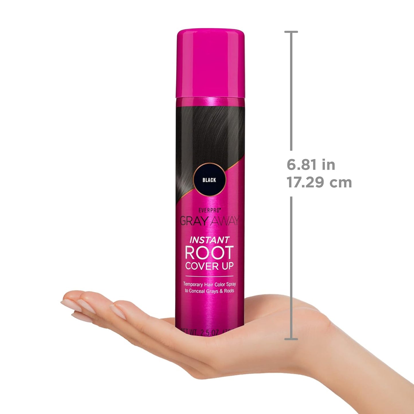 Everpro Gray Away Instant Root Cover Up Spray - Black 2.5oz | Quick & Easy Hair Touch-Up