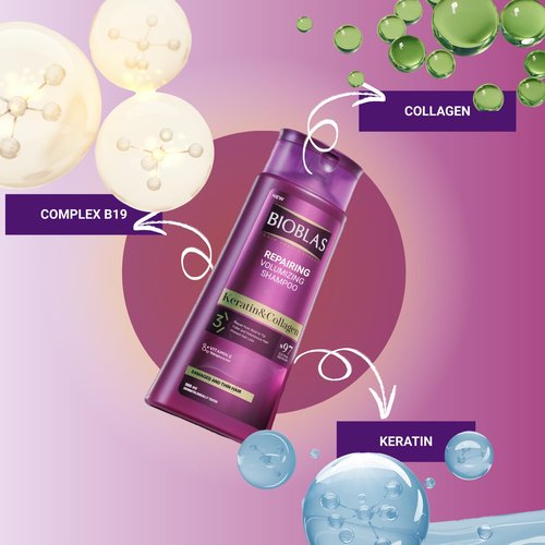 Bioblas Anti-Hair Loss Shampoo - Repairing & Plumping Formula with Keratin & Collagen | 360 ML