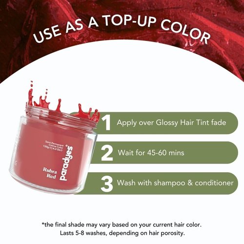 Paradyes Rubra Red Semi Permanent Conditioner Based Hair Color Enriched with Vegan, Natural and Herbal Hair dyes - lasts up to 8-10 washes (4.2 oz)