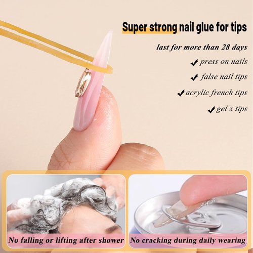 FSpronail Semi Solid Nail Glue for Press On Nails No Need UV Lamp, Super Strong Quick Drying Clear Gel Nail Tips Glue Bonding Gel X Nails False Tip Extension Tools 6g*2PCS