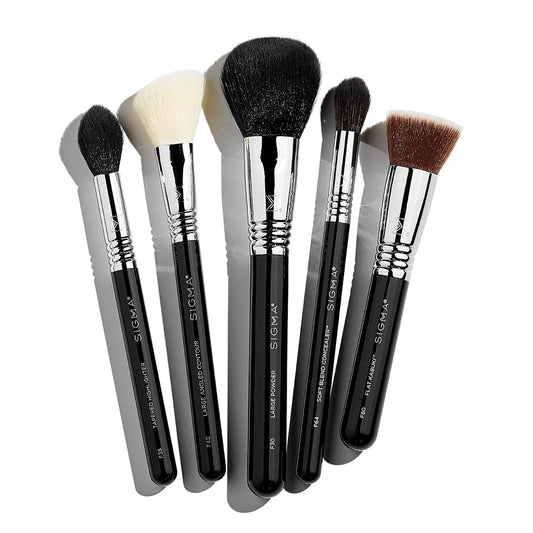 Sigma Beauty Makeup Brush Set - 5 Professional Brushes for Flawless Foundation, Blush, and Contour