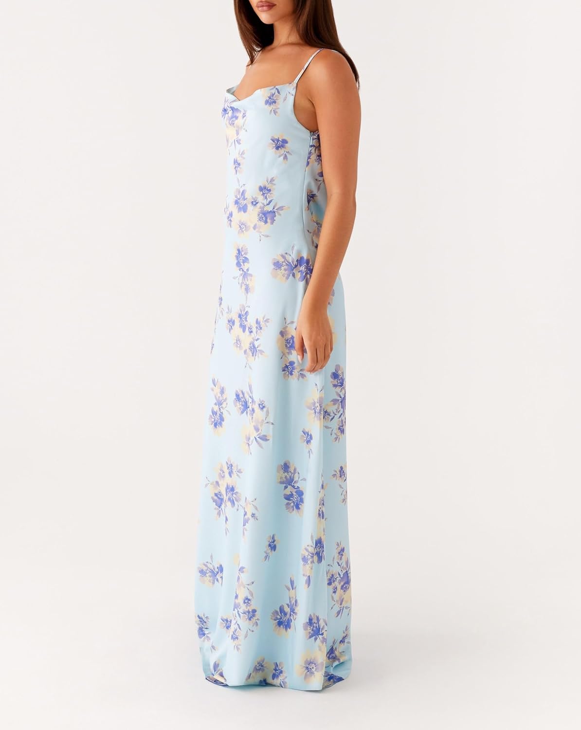 Skiennix Women’s Floral Print Maxi Dress - Y2K Backless Spaghetti Strap Bodycon | Slim Fit, Long Design
