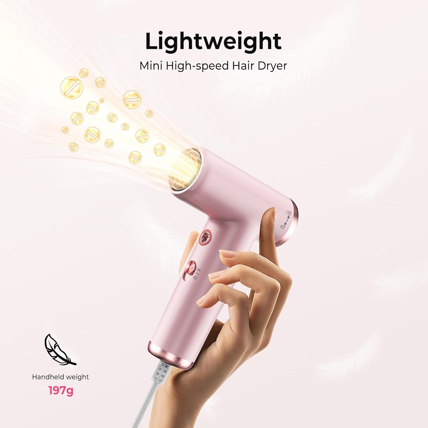 Skiennix Mini Hair Dryer - 4-Temp High Speed Ionic Technology | Lightweight & Portable for Travel