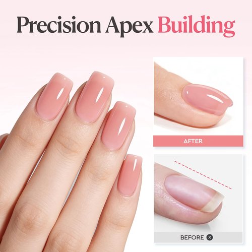 AZUREBEAUTY Builder Nail Gel - 7-in-1 Jelly Peach, 18ml | Beginner-Friendly 30-Day Nail Strengthener for DIY Home Salon