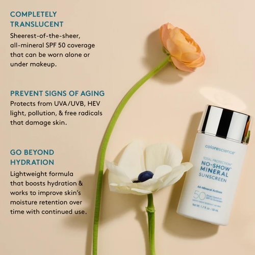 Colorescience Total Protection™ No-Show™ Mineral Sunscreen SPF 50 - 100% Invisible for All Skin Tones