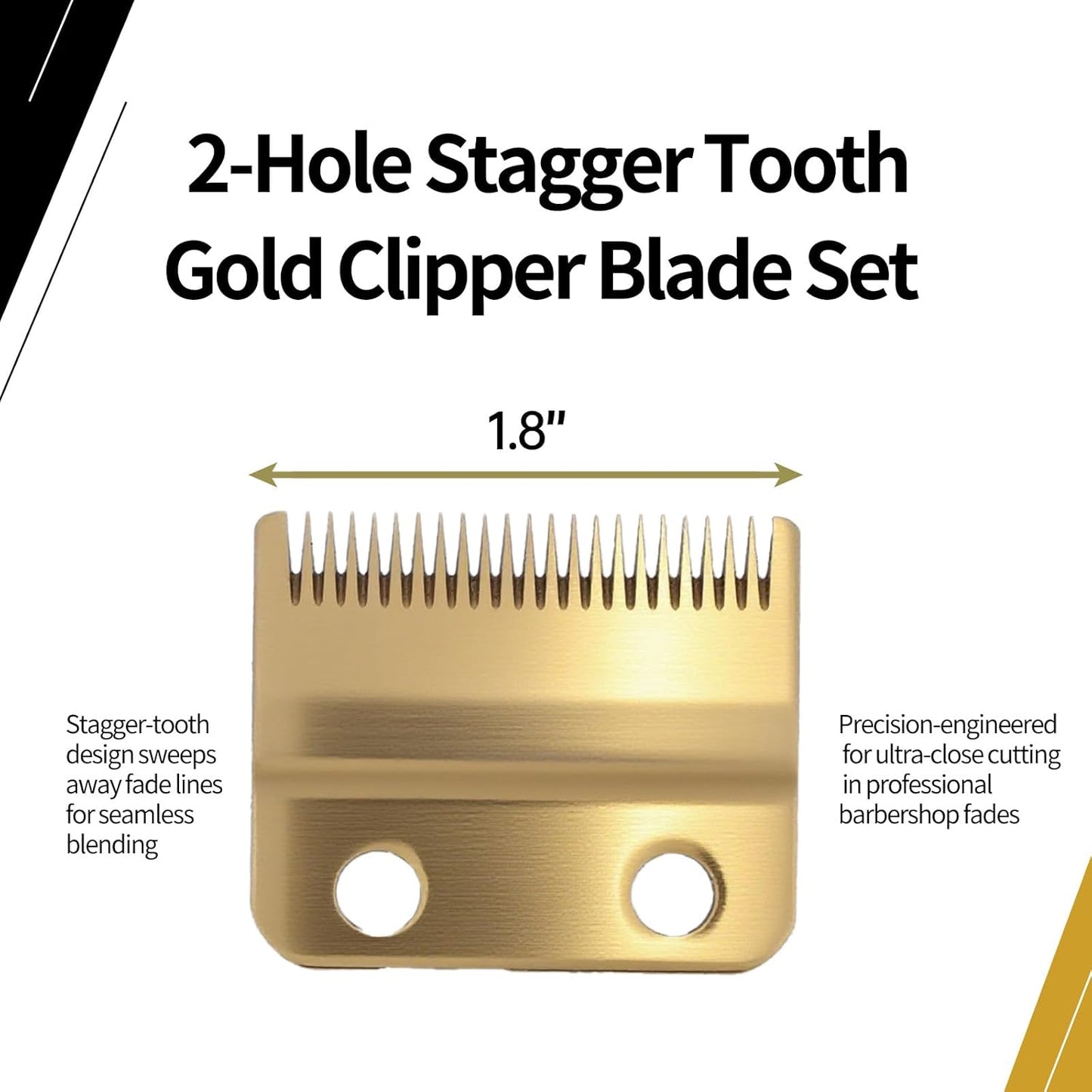 Wahl 5 Star Replacement Blade Set - Professional 2-Hole Stagger Tooth Gold Blades for Hair Clippers