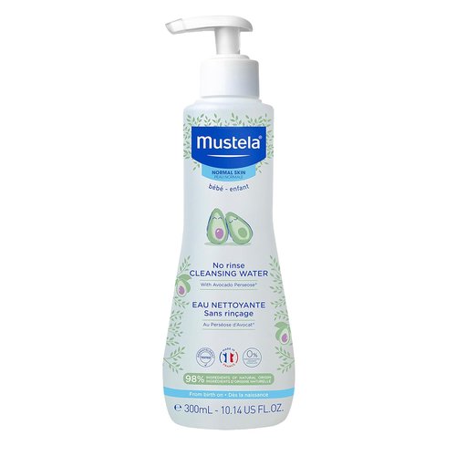 Mustela Baby Cleansing Water - No-Rinse Micellar Formula with Natural Avocado & Aloe Vera - 1 or 2-Pack Options