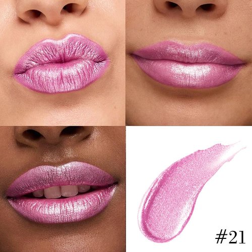 Evpct Pink Metallic Glitter Lip Liner & Lipstick Combo - Long-Lasting Waterproof Rose Pink Shimmer Set