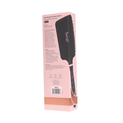 L'ANGE HAIR Detangling Paddle Brush - Nylon & Boar Bristles for Thick Hair | Reduces Snagging & Frizz (Black)
