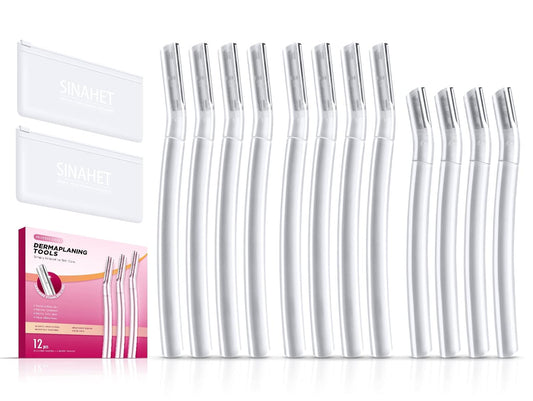 SINAHET Dermaplaning Tool - Professional Face Razors for Gentle Exfoliation | 12 Count for Women