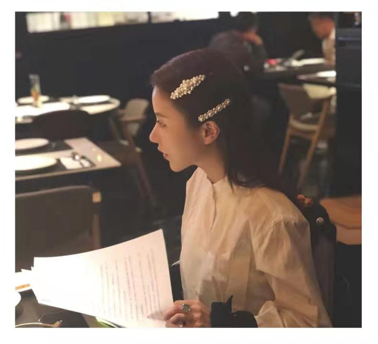 Etoleko Fashion Hair Clips Set, New Pearls and Acrylic Resin Hair Clips, Handmade Hair Barrettes,Glitter Crystal Geometric Hairpin, Elegant Gold Hair Accessories, Gifts for Women Girls Ladies Headw