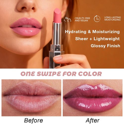 HHLTOH Cherry Honey Lipstick Tinted Lip Balm - Shine Moisturizing Lipstick for Women, Natural Nourishing Hydrating Lip Gloss Stain for Dry Lips, Tint Sheer Lightweight Makeup, Vegan - 1Pc #09 Cherry