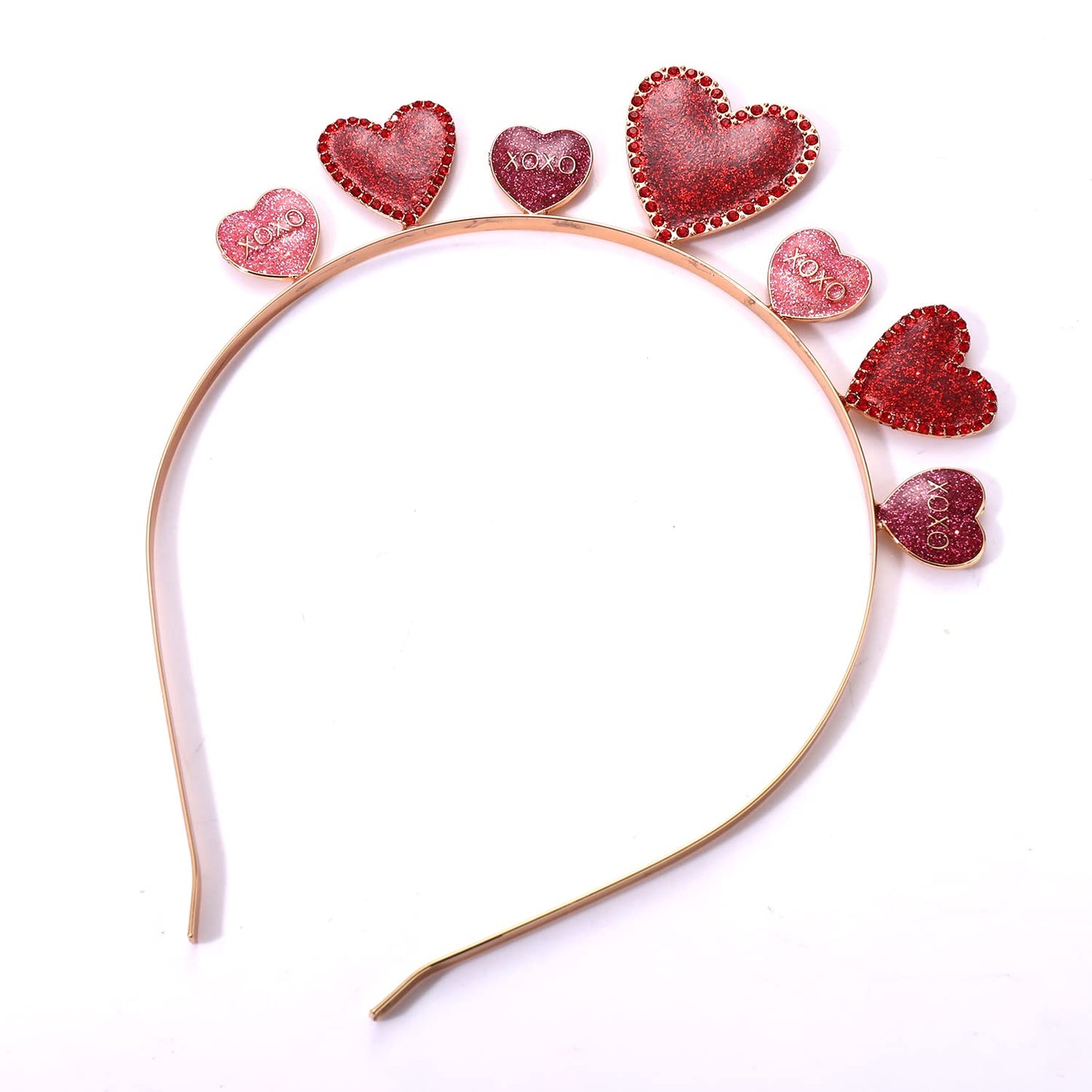 HEIDKRUEGER Valentine's Day Headbands Rhinestone Glitter Love Heart Hairband Sweet XO Heart Hair Hoop Accessories Valentine's Day Gifts