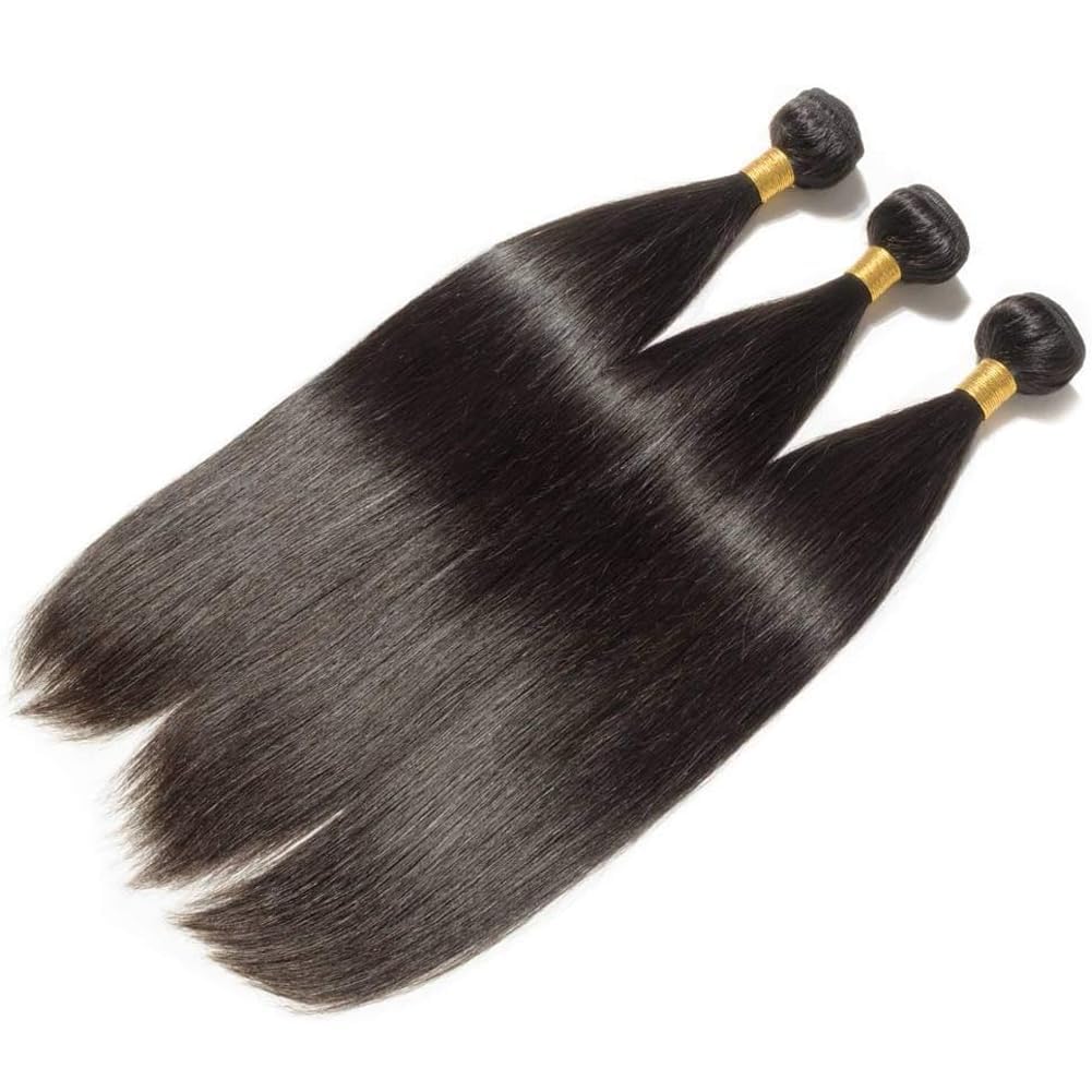 Straight Human Hair Bundles 24 24 24 Inch Trippy Hair Bundles Human Hair 100% Brazilian Unprocessed Raw Hair Bundles Weave Bundles Human Hair Extensions For Black Women Natural Color