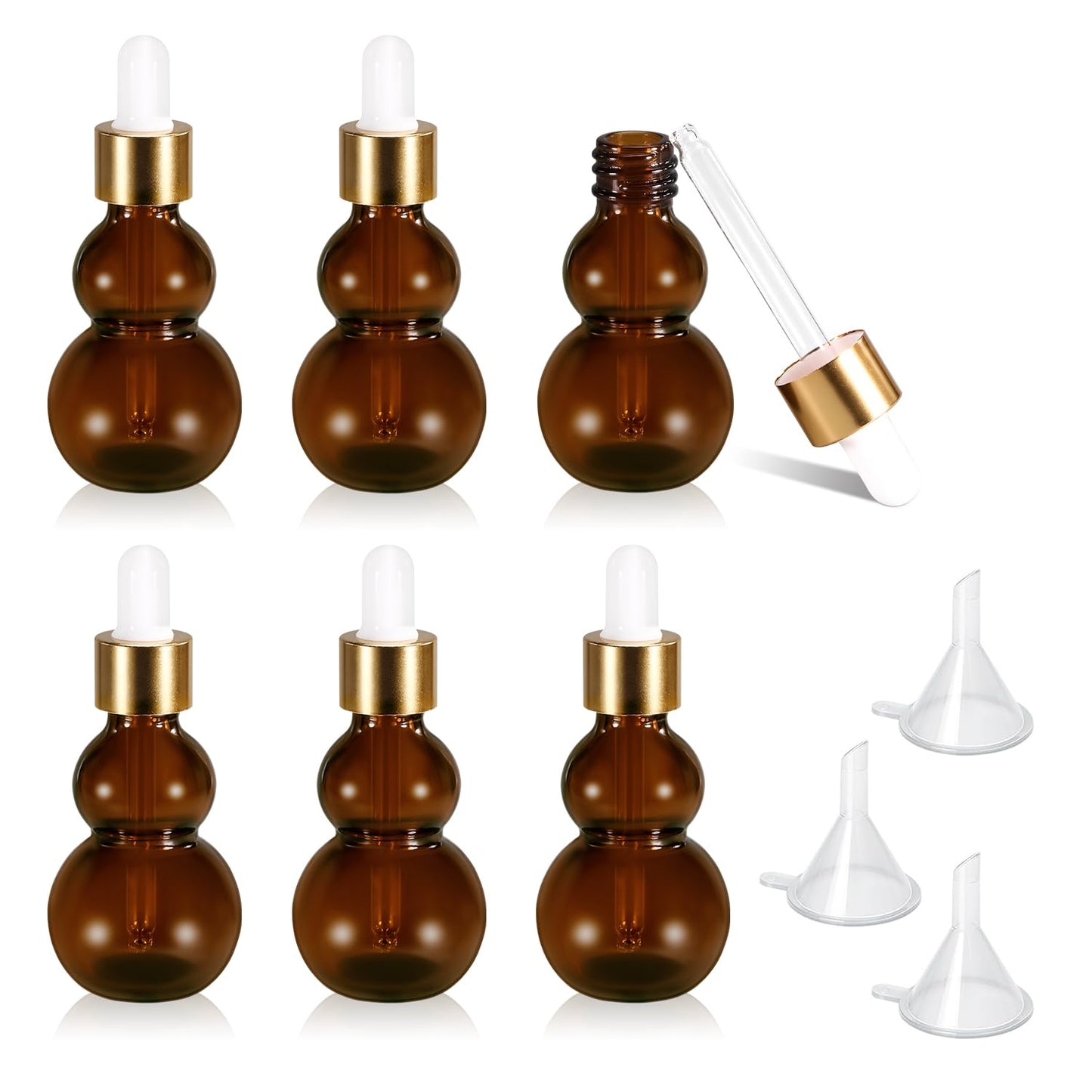 UMETASS 1 oz Dropper Bottles, 30ml Dark Amber Glass Tincture Bottles with Eye Droppers, Leakproof Essential Oils Bottles, Mini Travel Essentials Bottles (6 Pack-Brown)